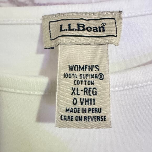 LL Bean White XL 100% Cotton T Shirt - Picture 3 of 4